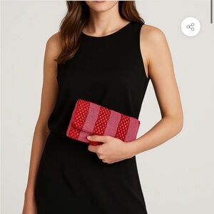 Anthropologie Beaded Red and Pink Clutch/Crossbody